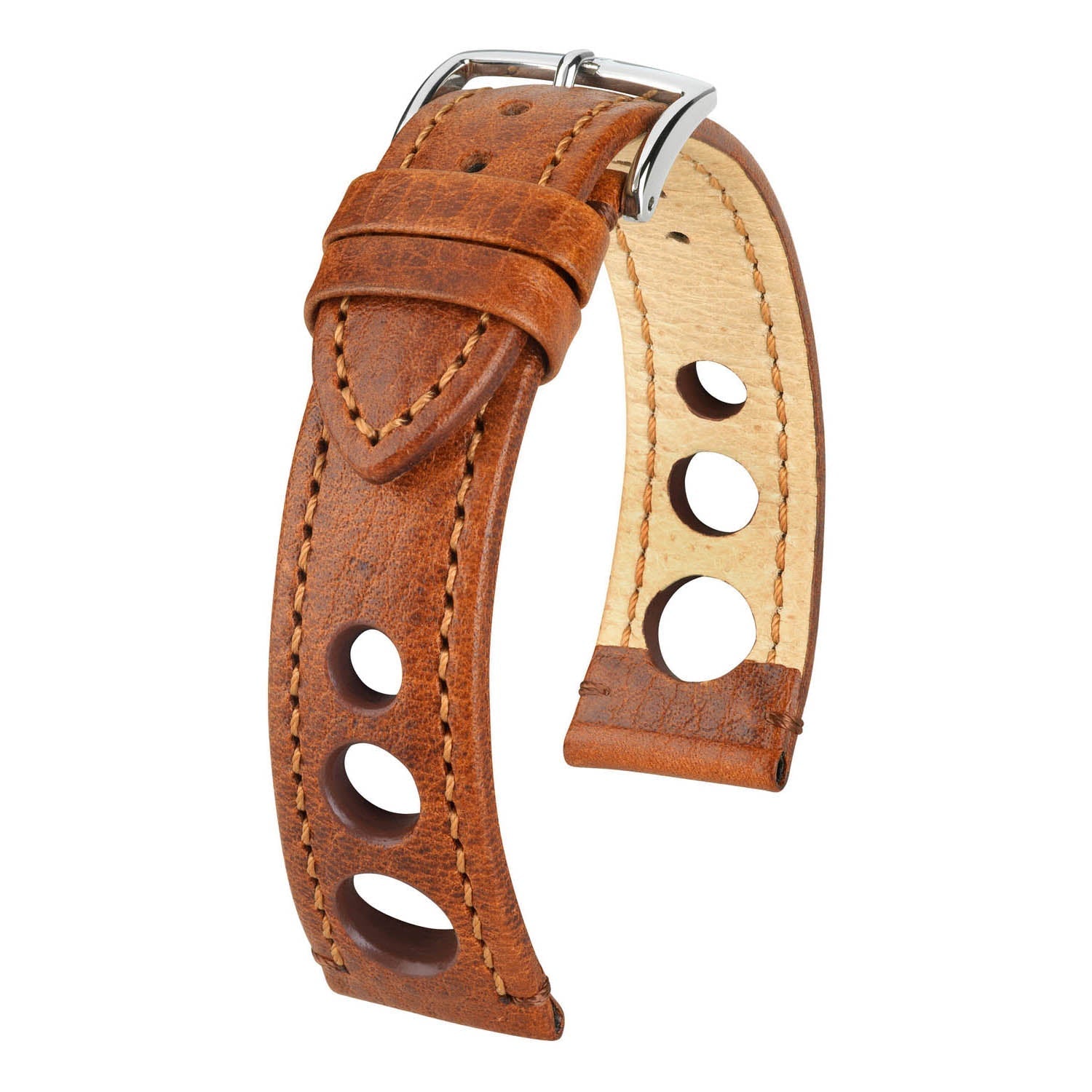 Hirsch Rally Golden Brown Natural Leather Watch Band