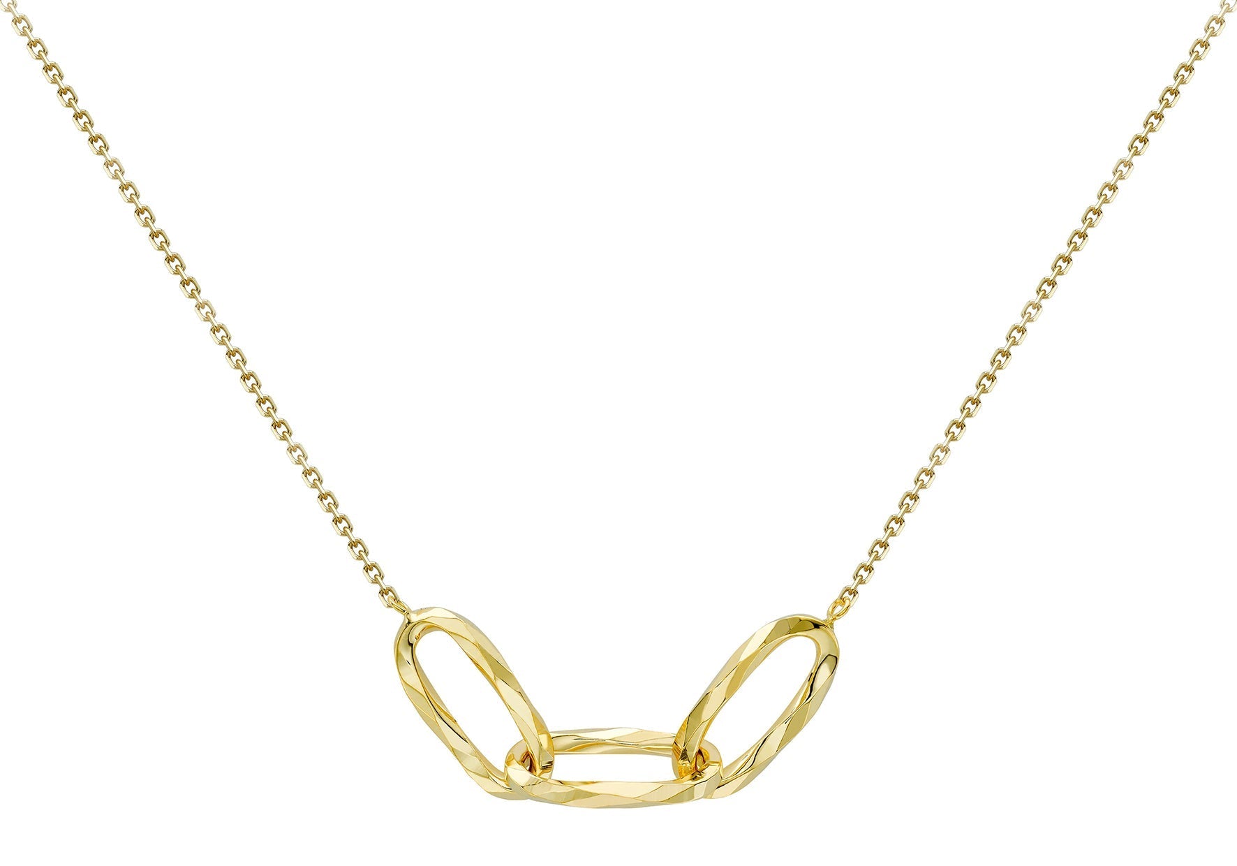 9ct Yellow Gold Diamond Cut Oval Necklace 43-46cm