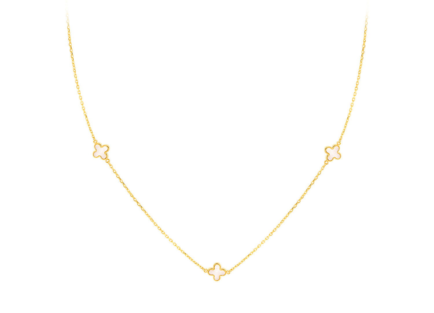 9ct Yellow Gold 3 Mother-of-Pearl Petal Necklace 40-42.5 cm