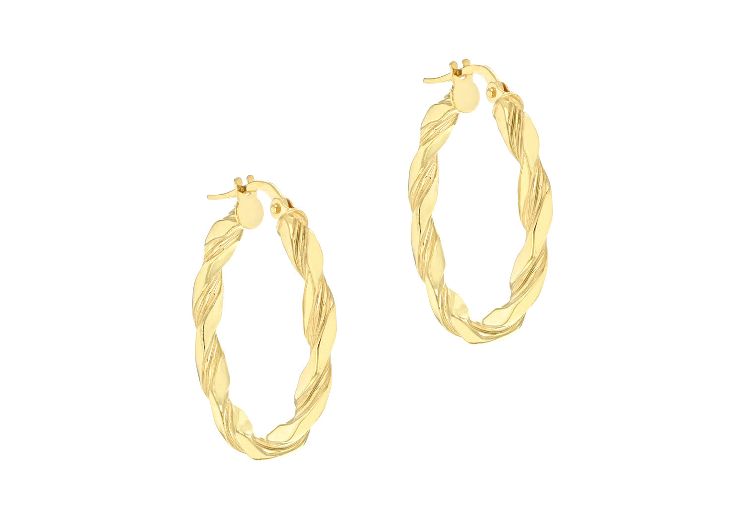 9ct Yellow Gold Flat Twist Hoops 20 mm