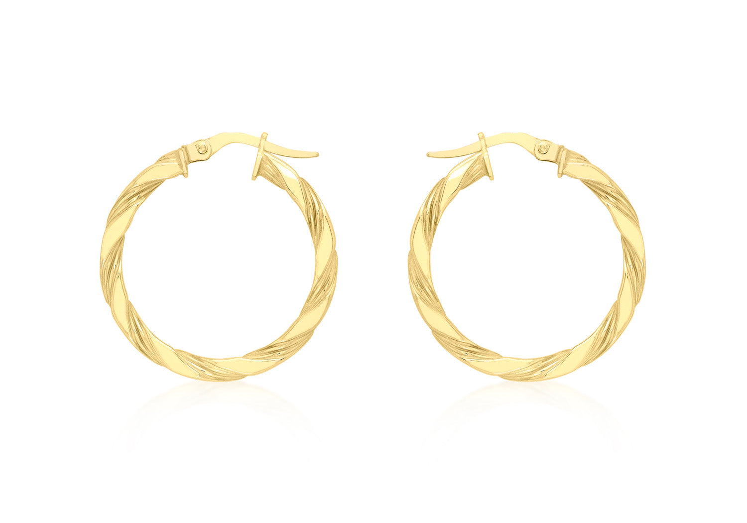 9ct Yellow Gold Flat Twist Hoops 20 mm