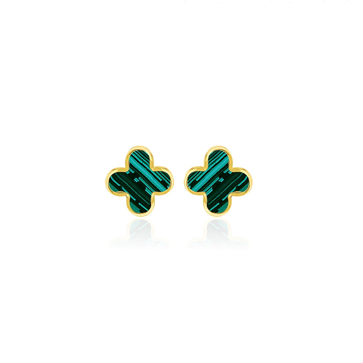 9ct Yellow Gold Malachite Petal Stud Earrings