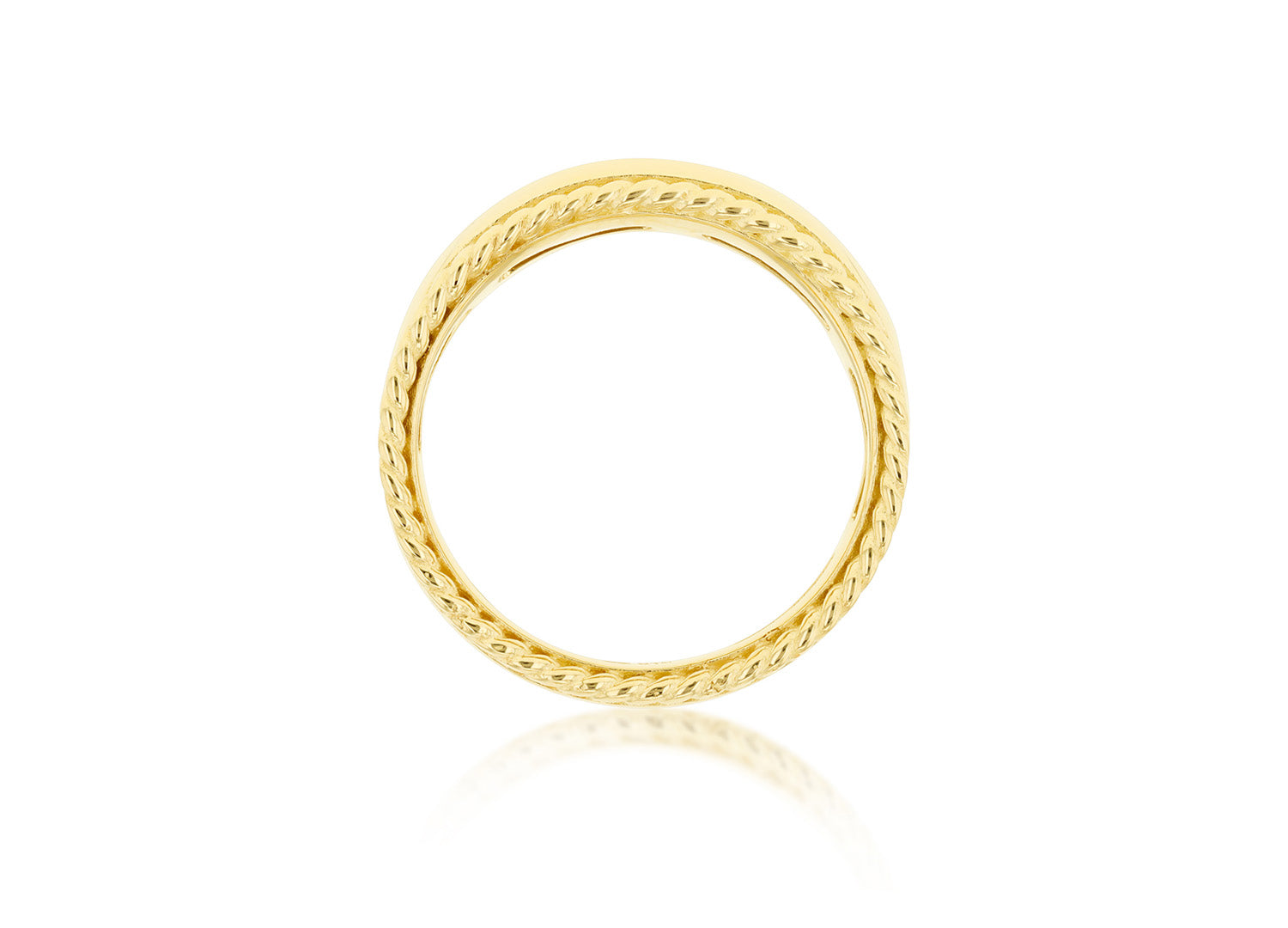 9ct Yellow Gold Wide Rope Edge Ring