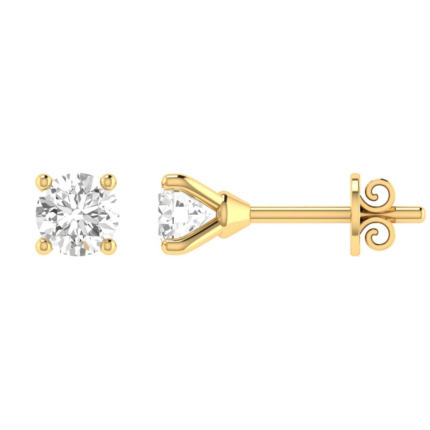 Diamond Stud Earrings with 0.75ct Diamonds in 18ct Yellow Gold - 18YCE75