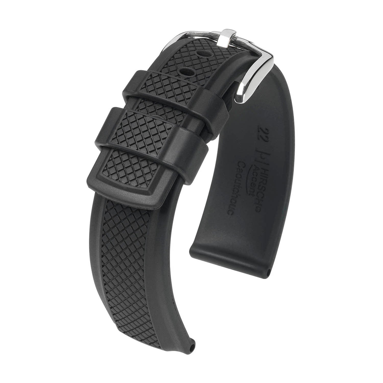 Hirsch Accent Black Rubber Watch Band