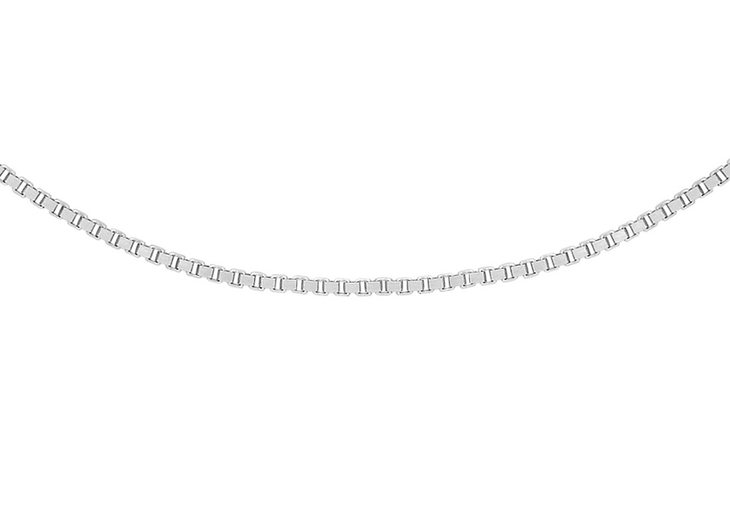 9ct White Gold Venezia Box Chain Necklace 45-50cm