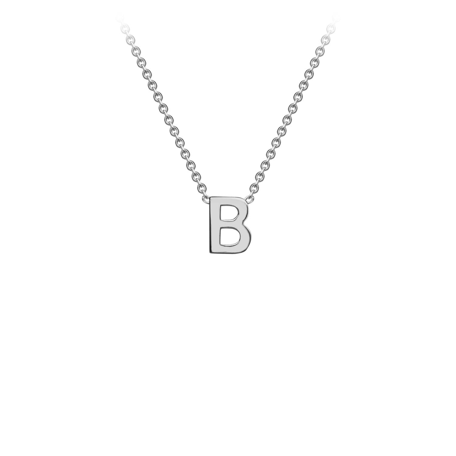 9ct White Gold 'B' Initial Adjustable Letter Necklace 38/43cm