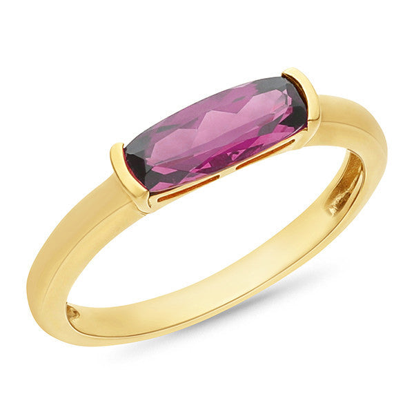 0.80ct Pink Amethyst Ring in 9ct Yellow Gold