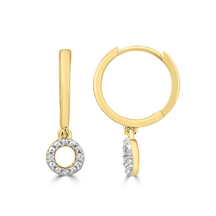 Diamond Hoop Earrings with 0.02ct Diamonds in 9ct Yellow Gold