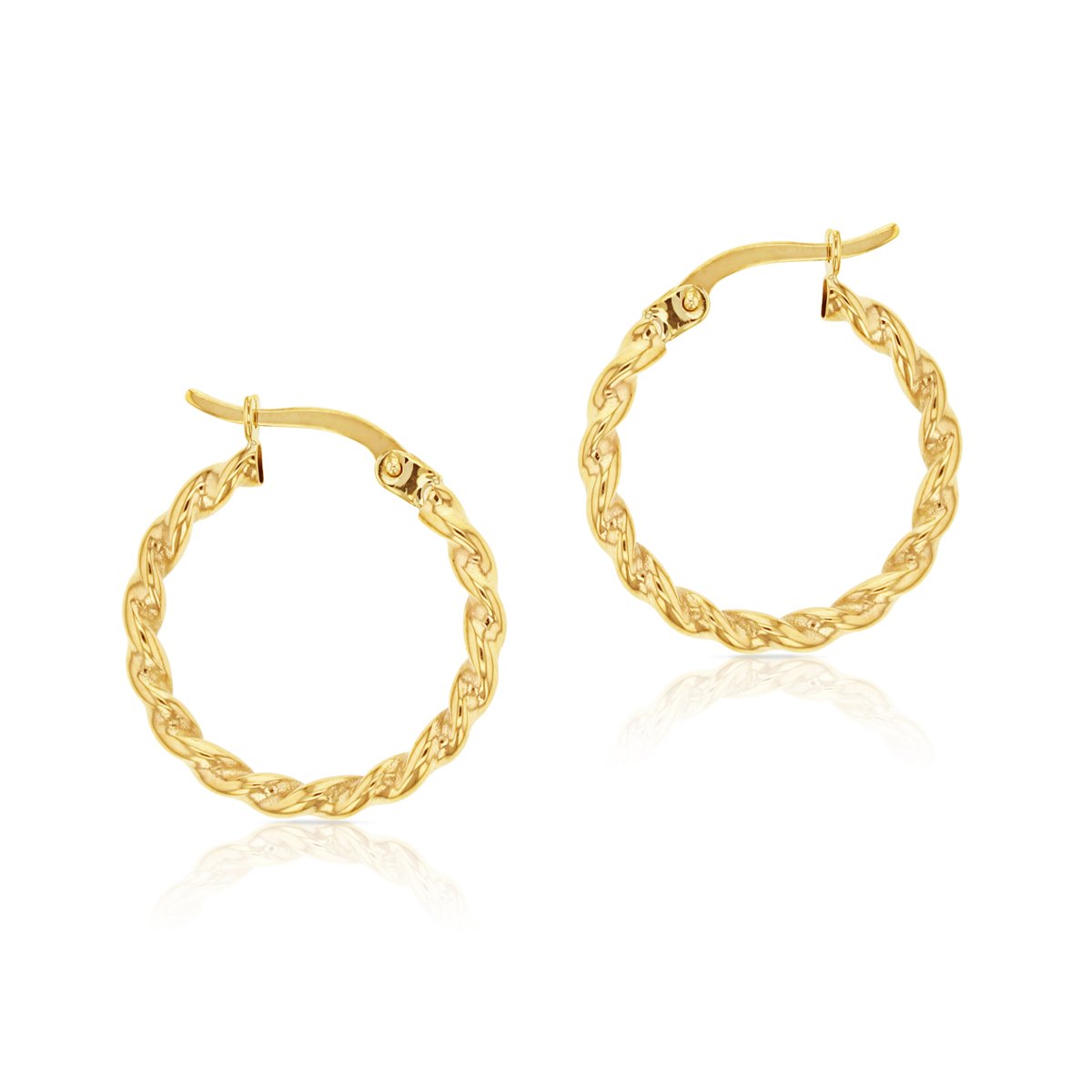 9ct yellow gold twist hoop earrings