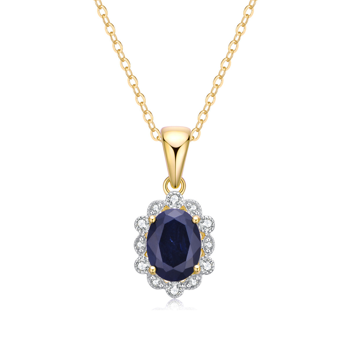 9ct Yellow Gold Black Sapphire & Diamond Pendant