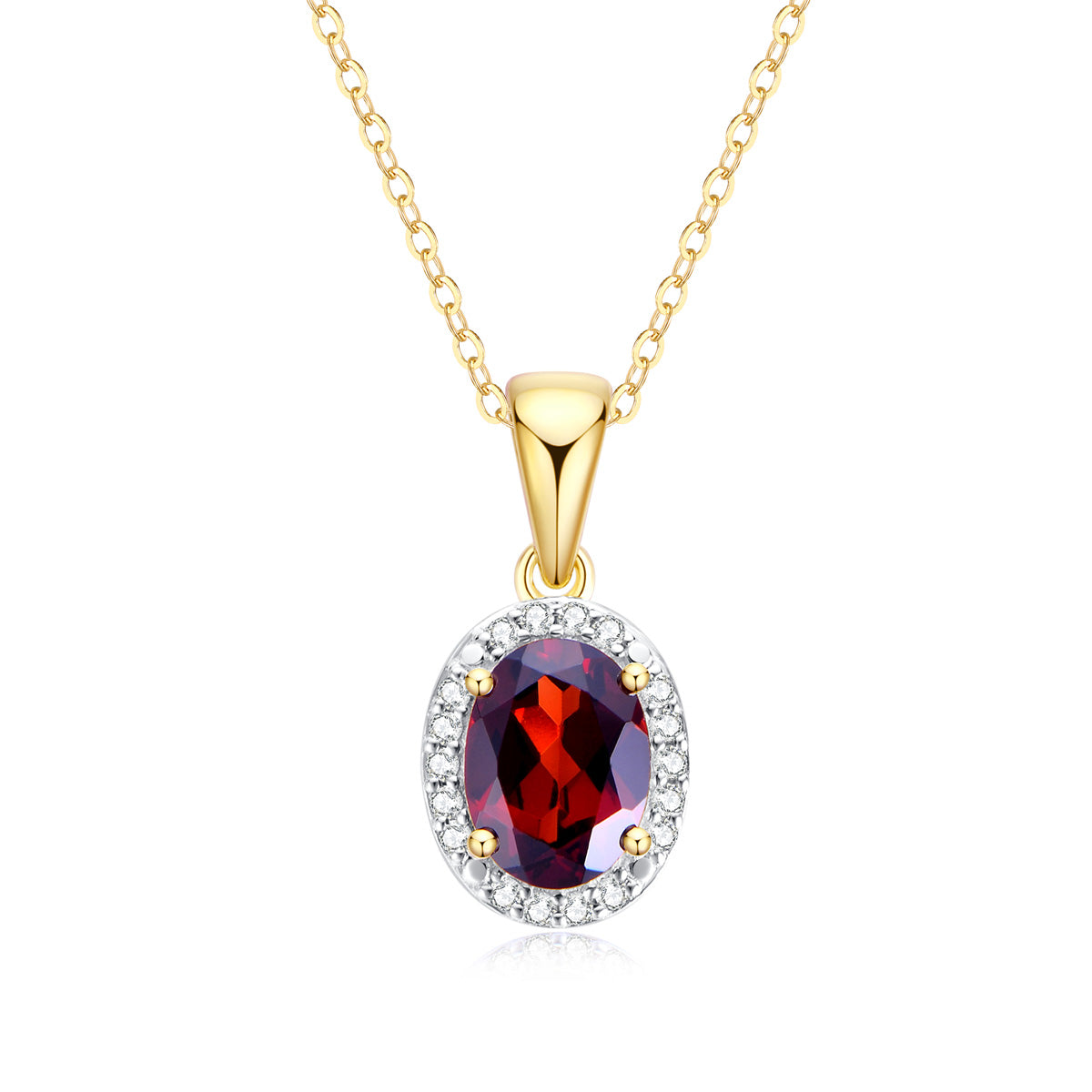 9ct Yellow Gold Garnet & Diamond Pendant