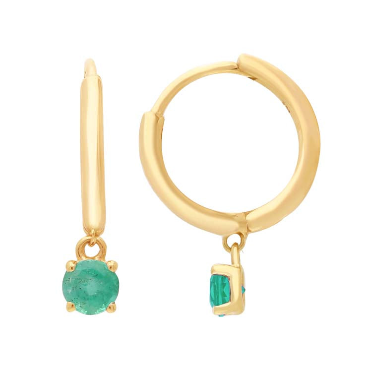 Emerald Huggie Earrings 9ct Yellow Gold