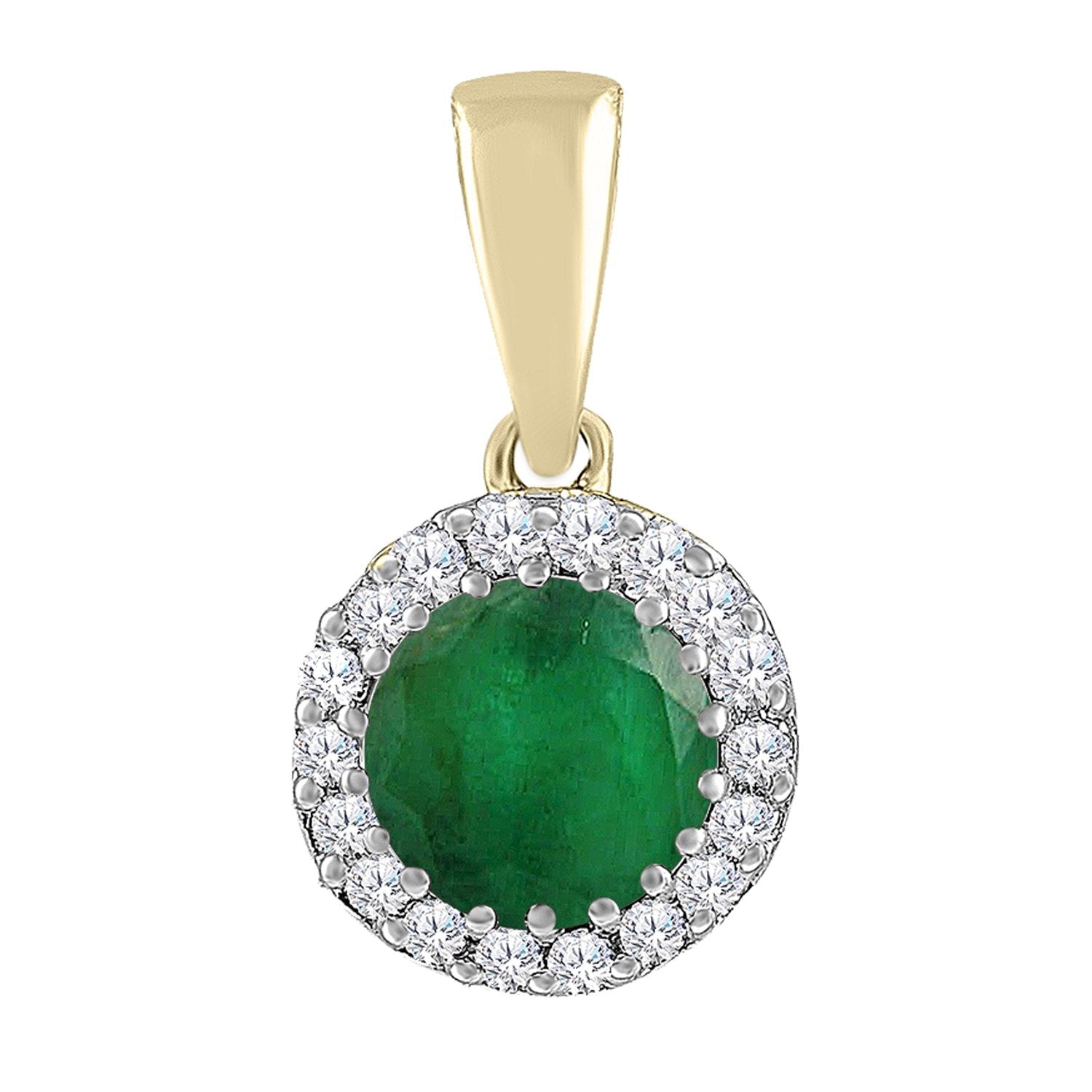 9ct Yellow Gold 0.03ct Diamond Emerald Pendant