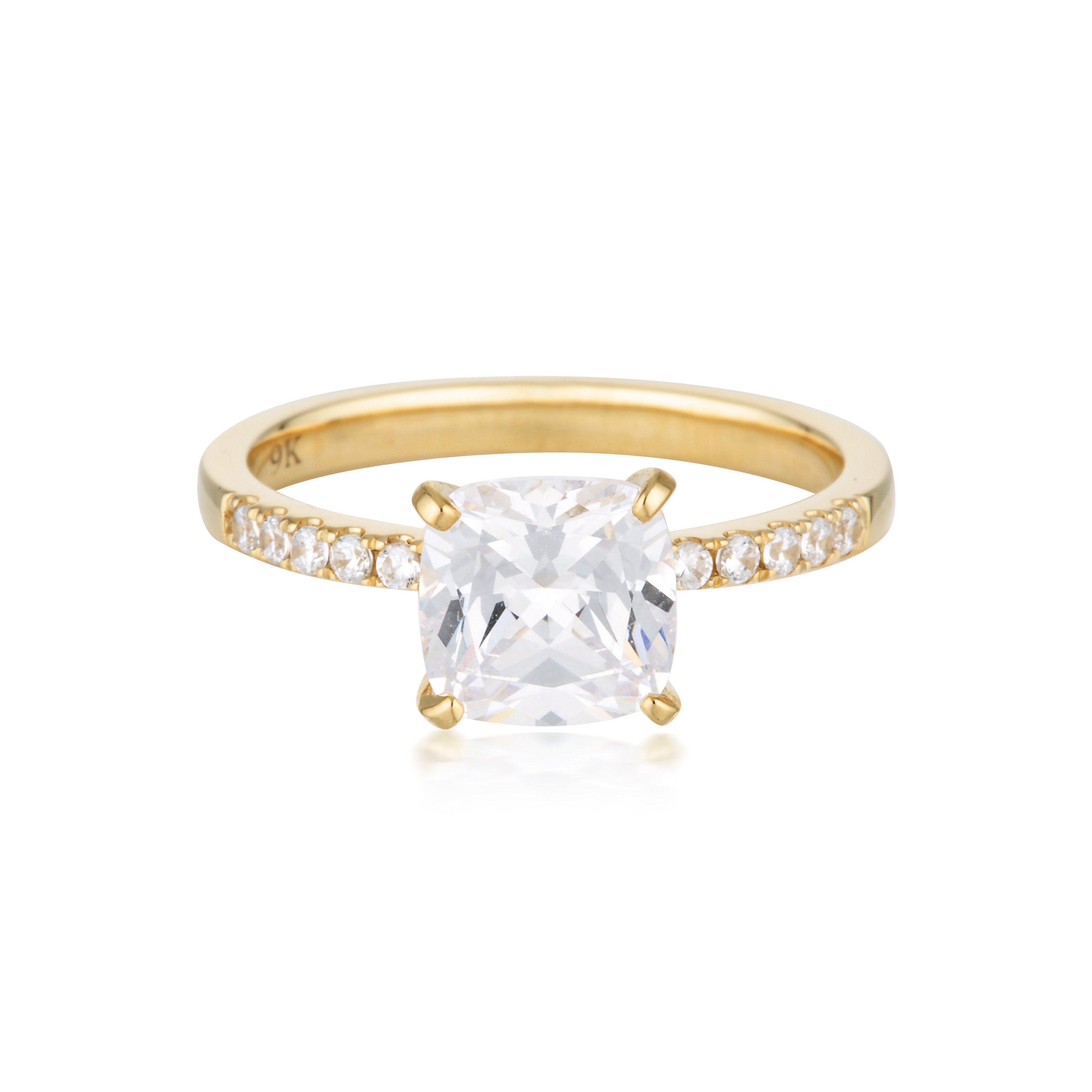 Georgini Cushion Cut 1.50ct Moissanite Engagement Ring in 9ct Yellow Gold