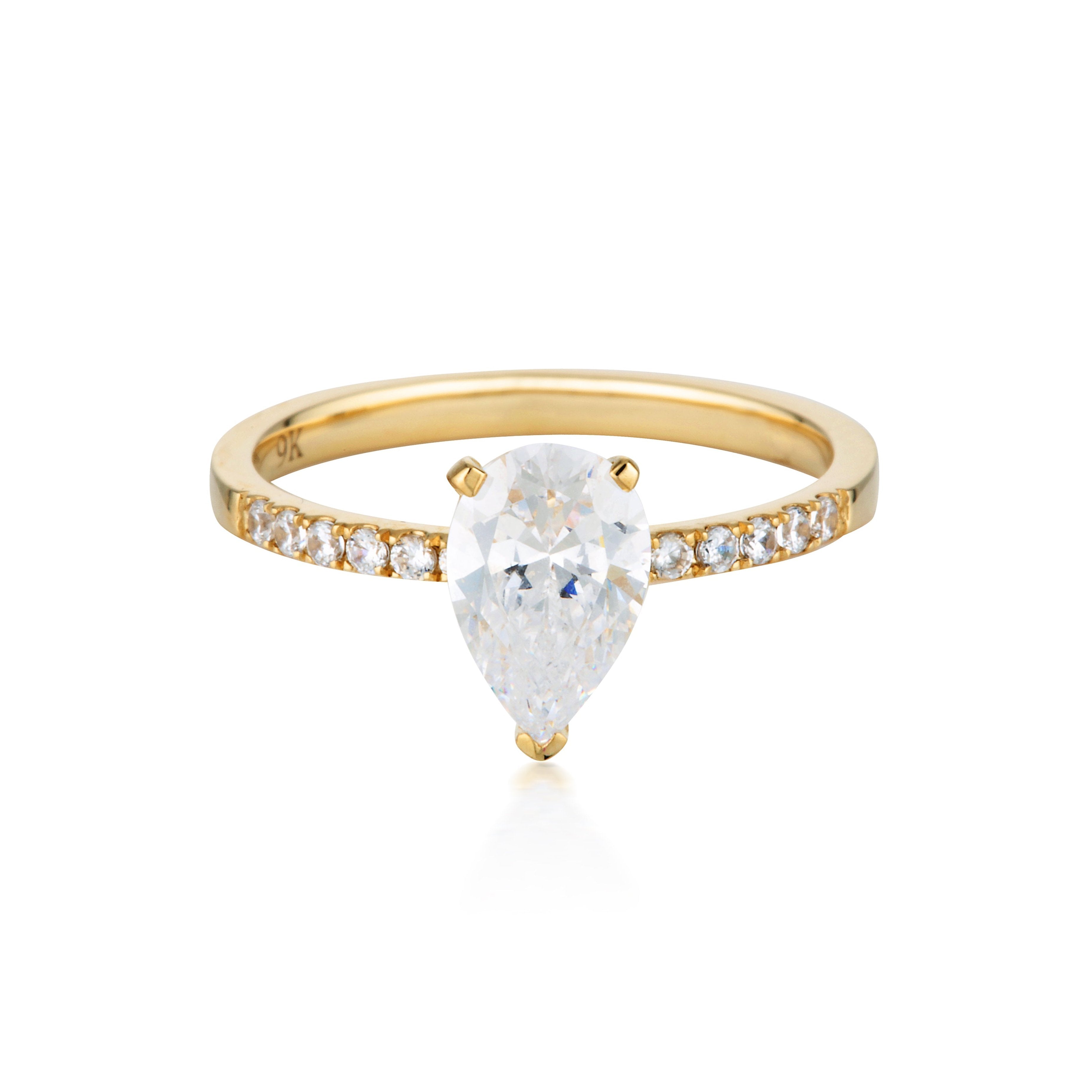 Georgini Pear Cut And Round Brilliant 1.50ct Engagement Ring in 9ct Yellow Gold