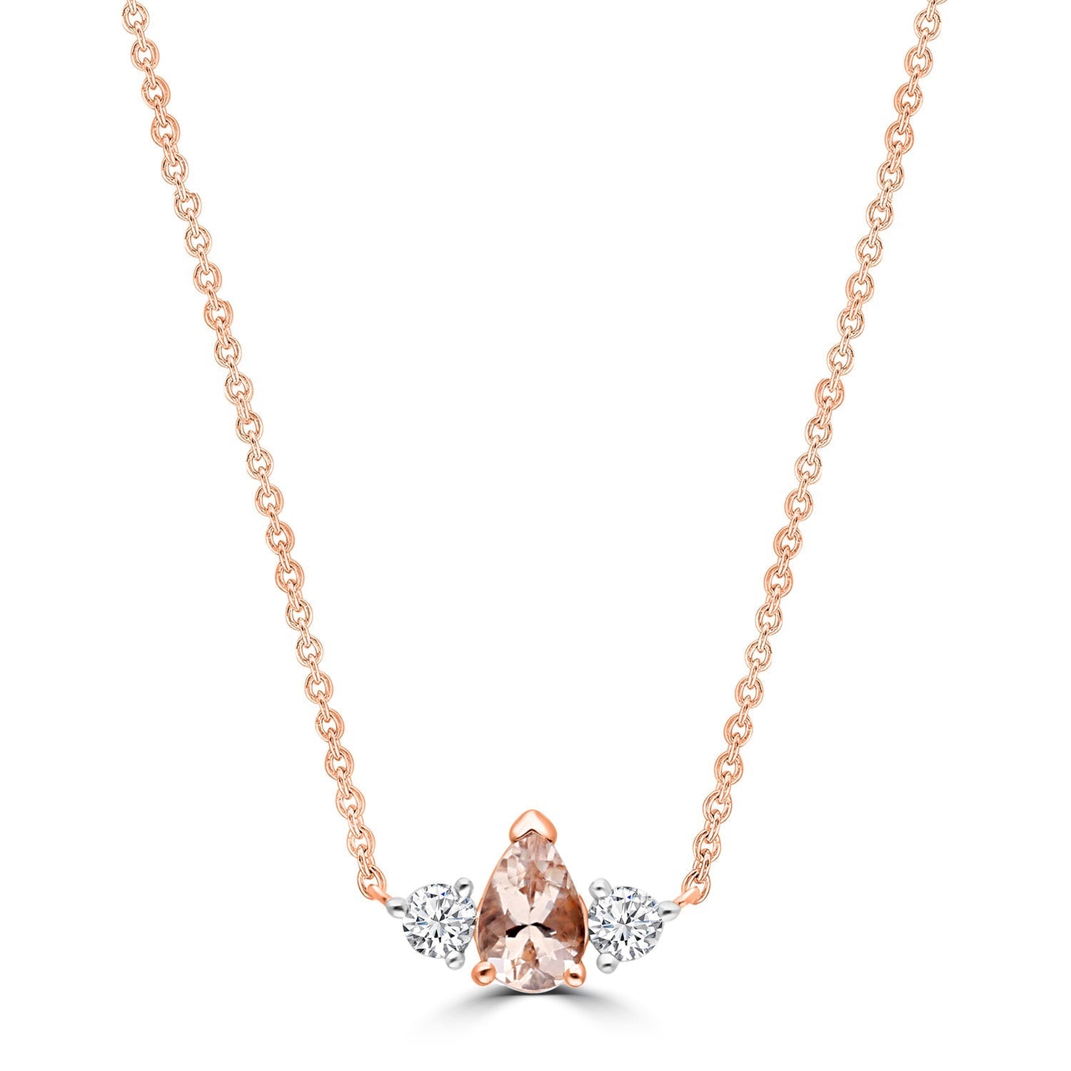 0.16ct HI I1 Diamond & Morganite Necklace 45cm in 9ct Rose Gold