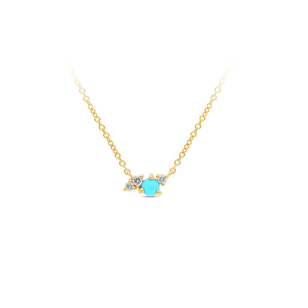 Turquoise & Diamond Necklet in 9ct Yellow Gold