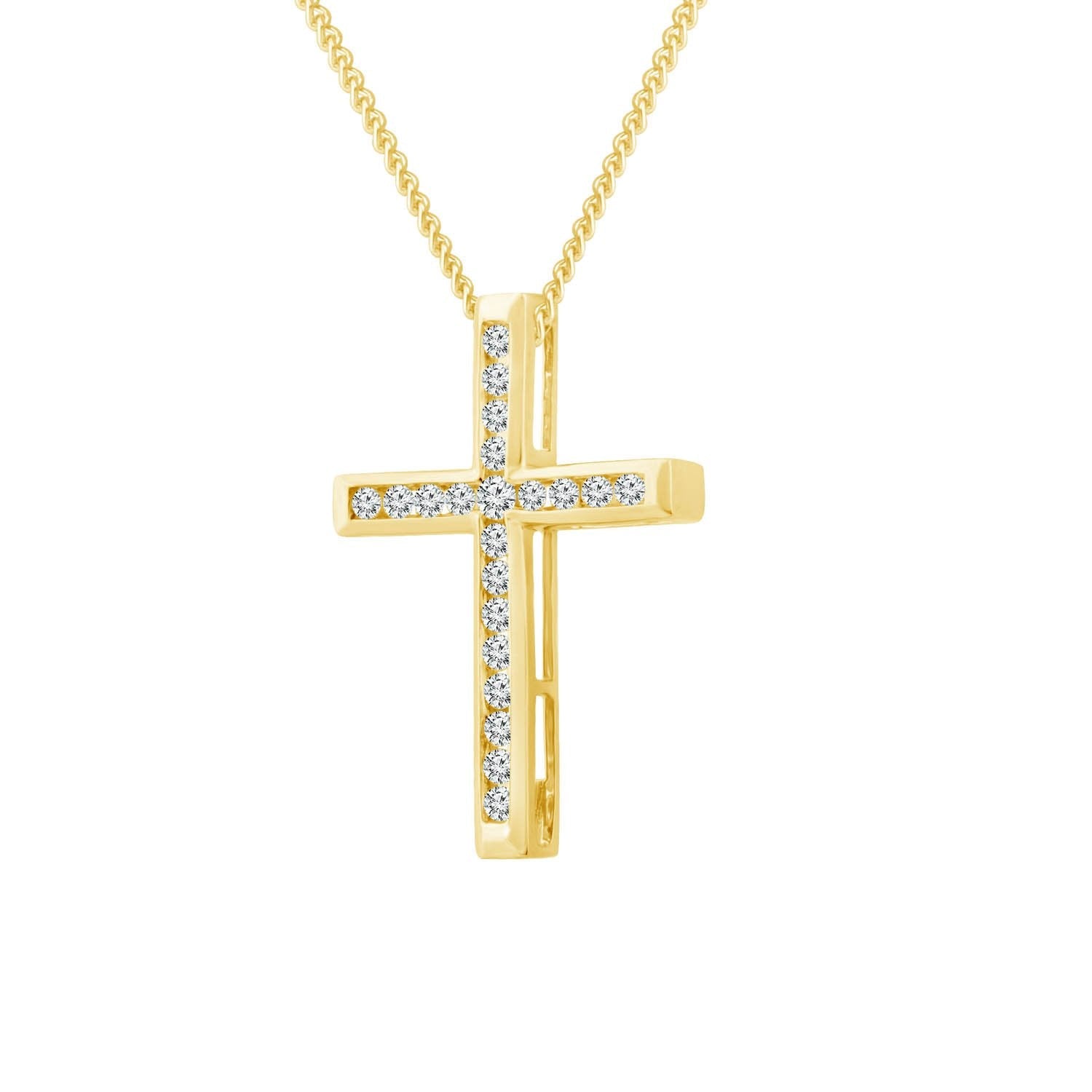 9ct Yellow Gold 0.25ct Diamond Cross Pendant